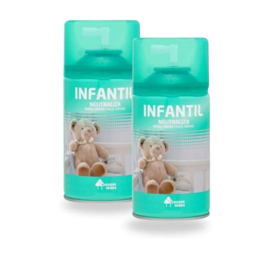 Bosque Verde Recambio Ambientador Automático Infantil, Neutralizador de Olores, 250 ml, Pack de 2