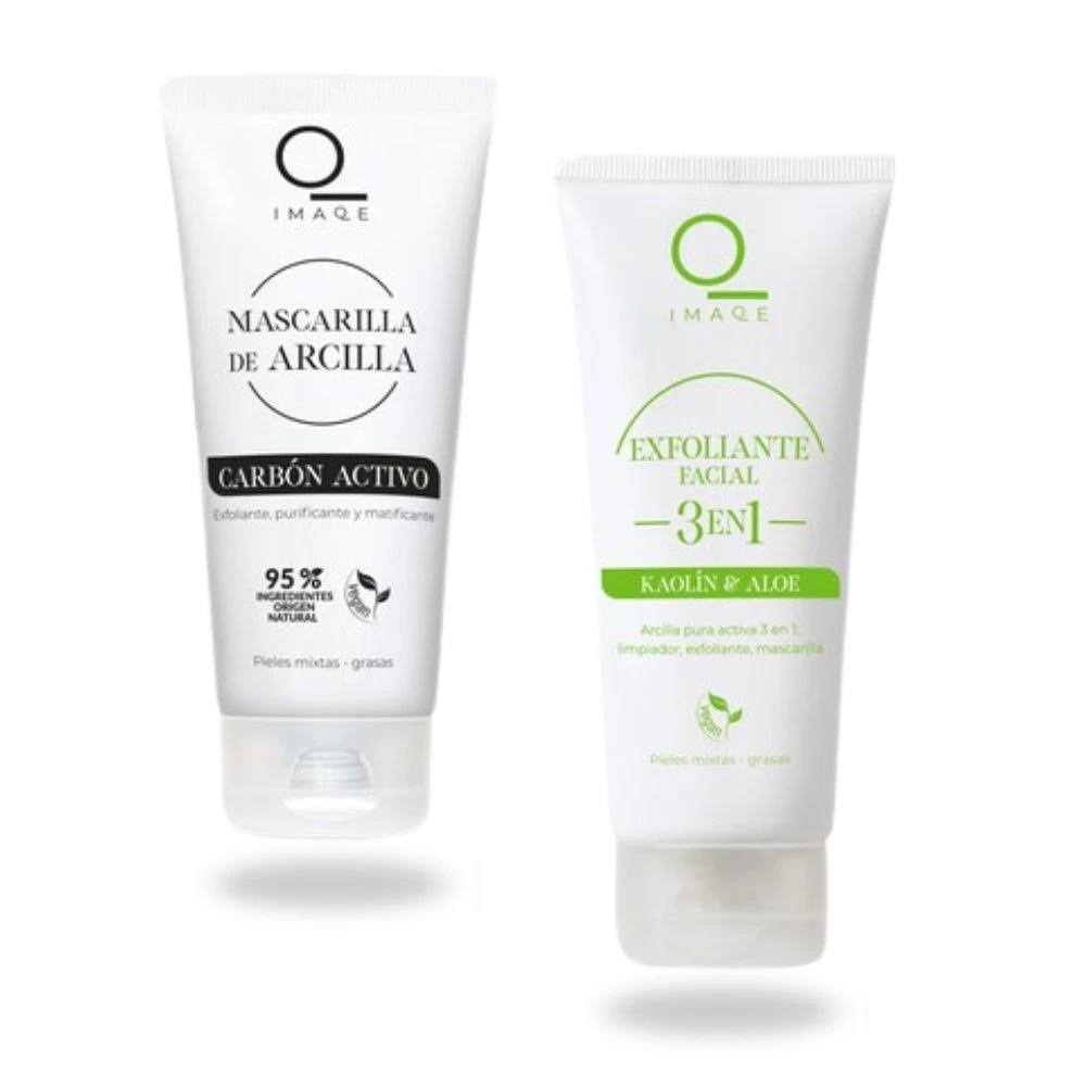 IMAQ Mascarilla Facial de Carbón Activo 100 ml + IMAQ Exfoliante Facial 3 en 1 100 ml Pack Duplo