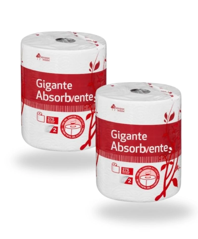 Bosque Verde Papel de Cocina Gigante Absorbente 375 servicios Pack 2 rollos