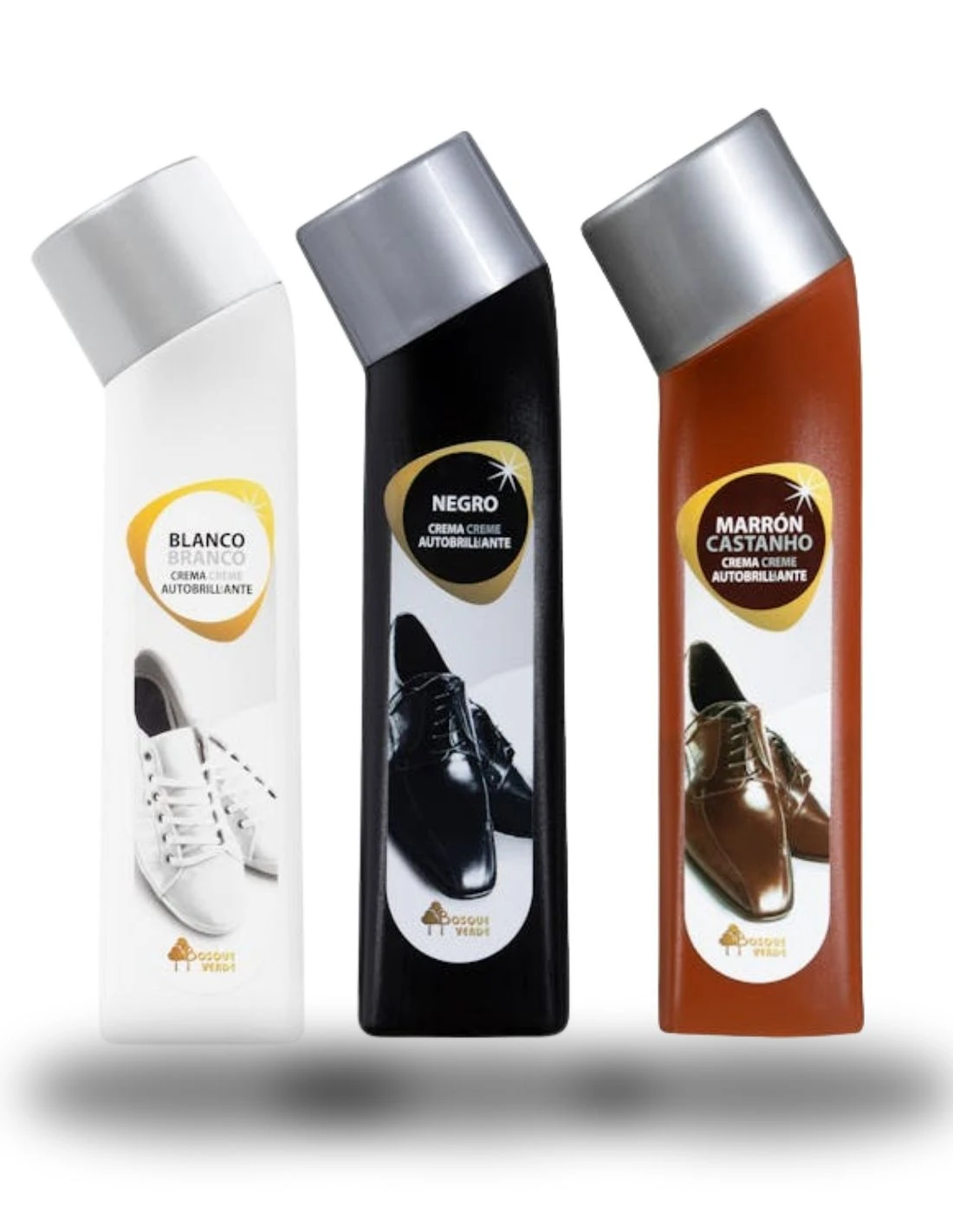 Pack Ahorro Crema de Calzado Autobrillante Negro Marrón y Blanco Bosque Verde