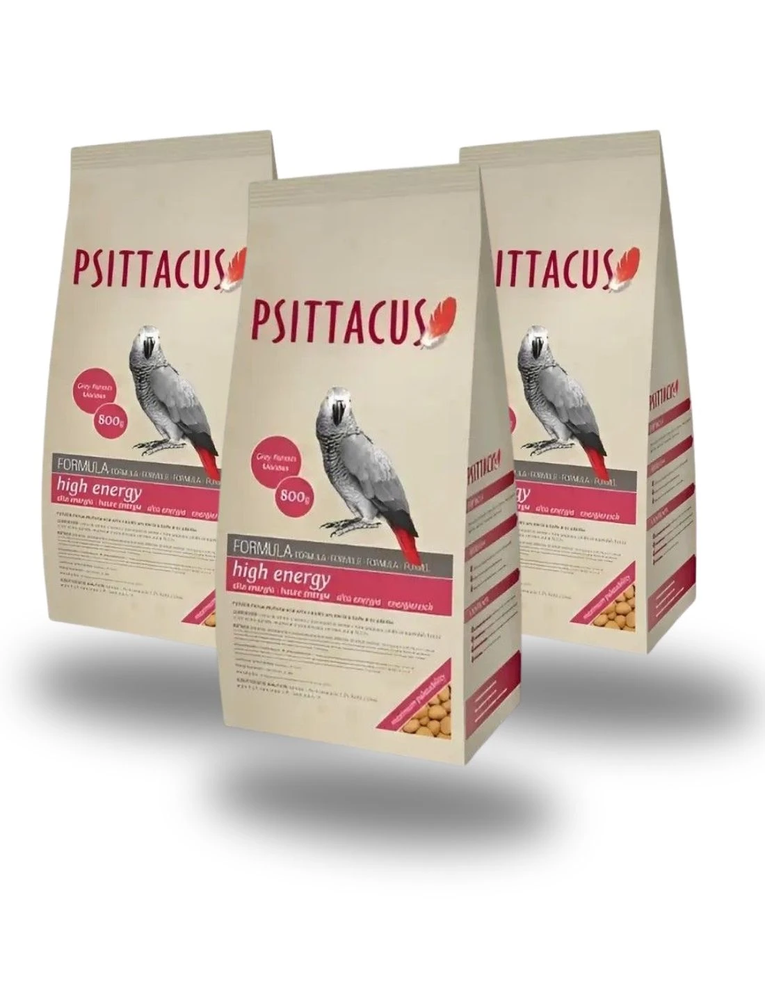 Pack 3x Psittacus High Energy 800g - Pienso Premium para Loros y Grandes Psitácidas