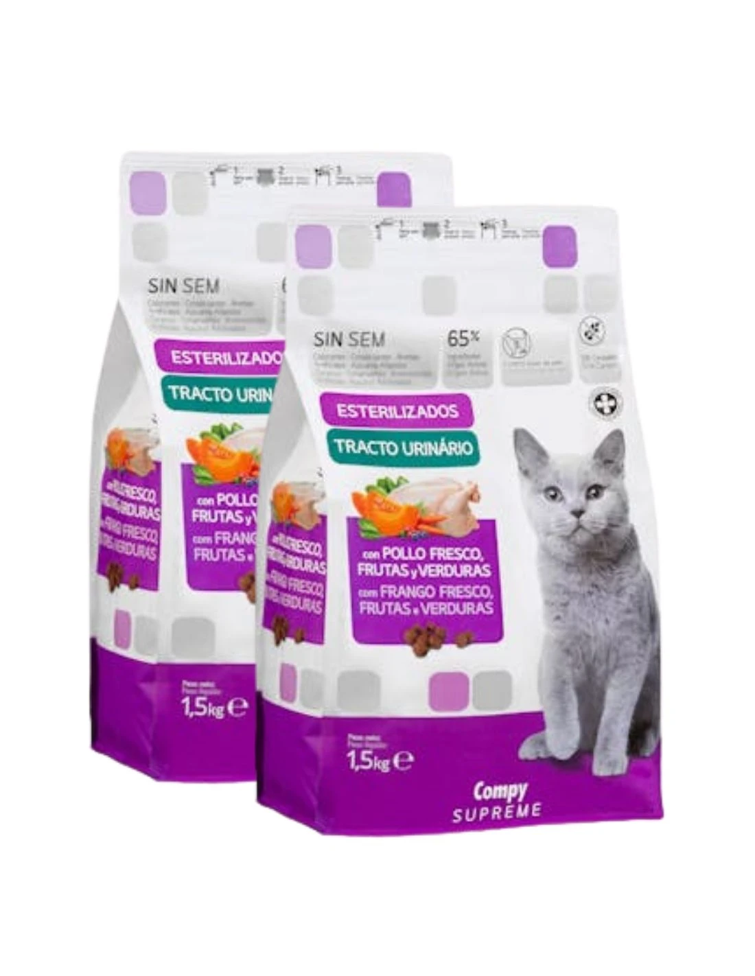 Pack 2 Comida para Gatos Esterilizados Supreme Light con Pollo Fresco de Compy (2x1,5kg) 3kg