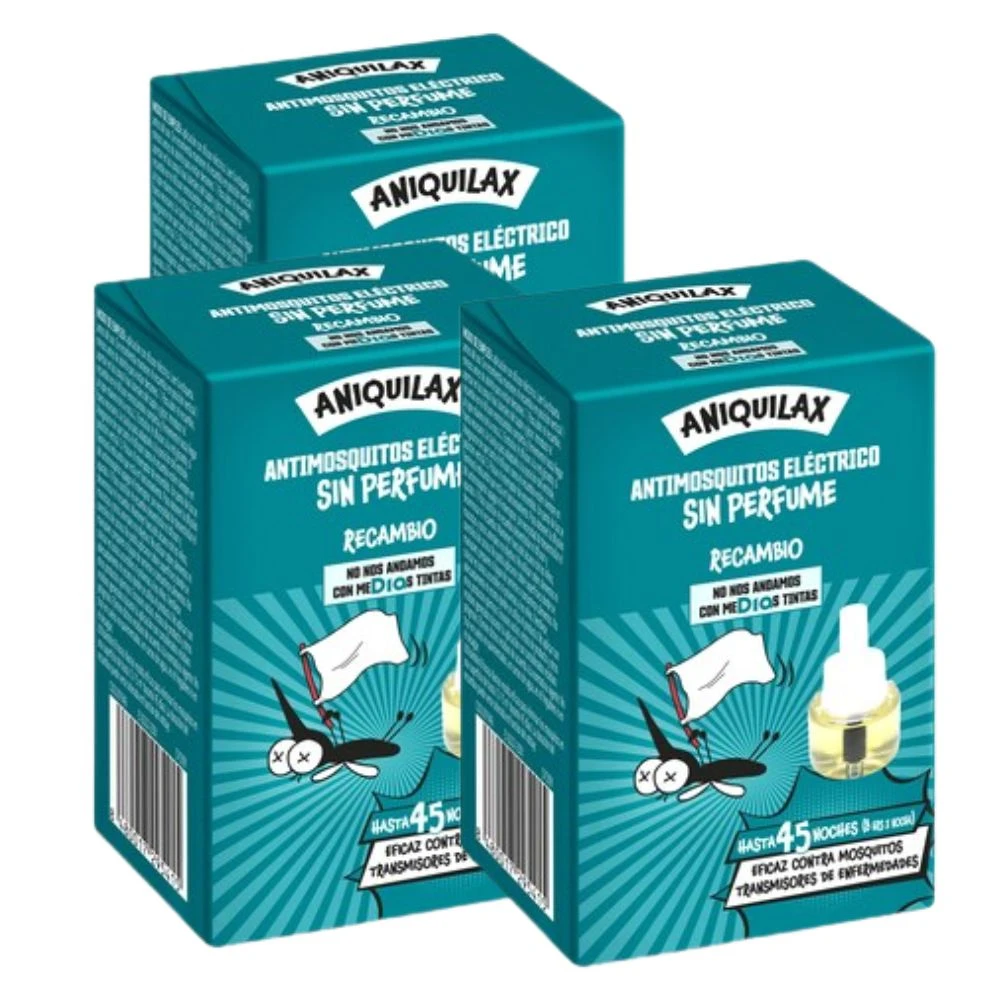 Lote de 3 Aniquilax Recambio Insecticida Eléctrico Antimosquitos 33 ml