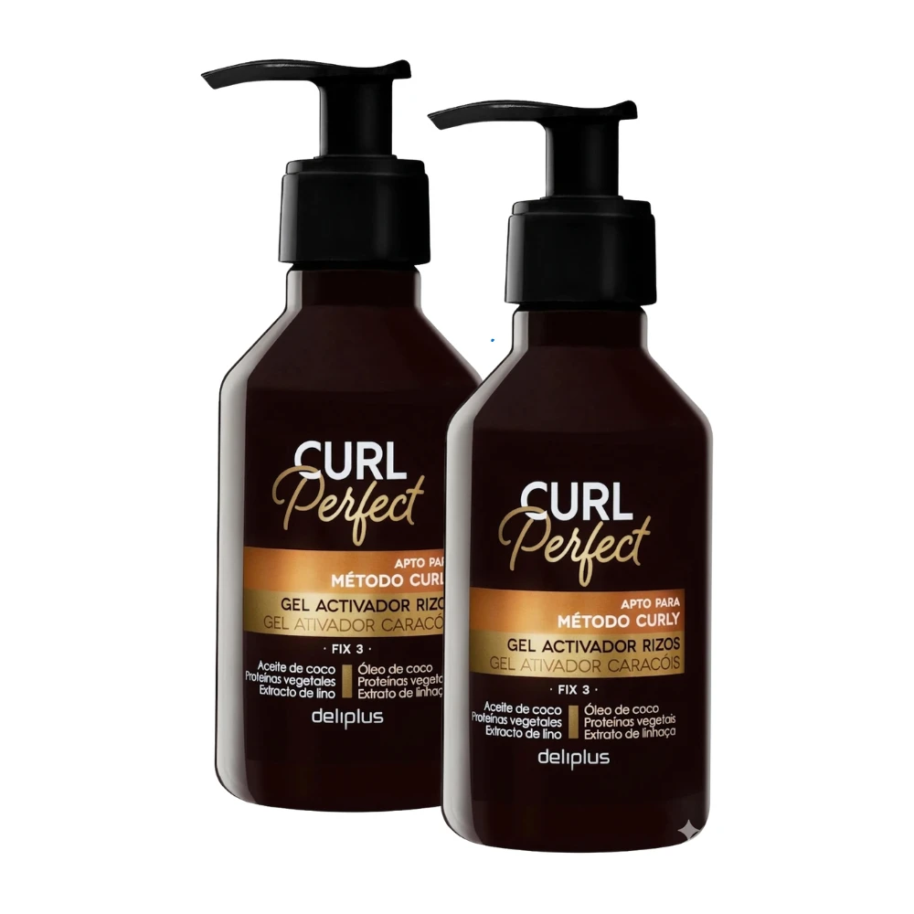 Lote de 2 DELIPLUS Gel Activador de Rizos Curl Perfect Fix 200 ml x 2