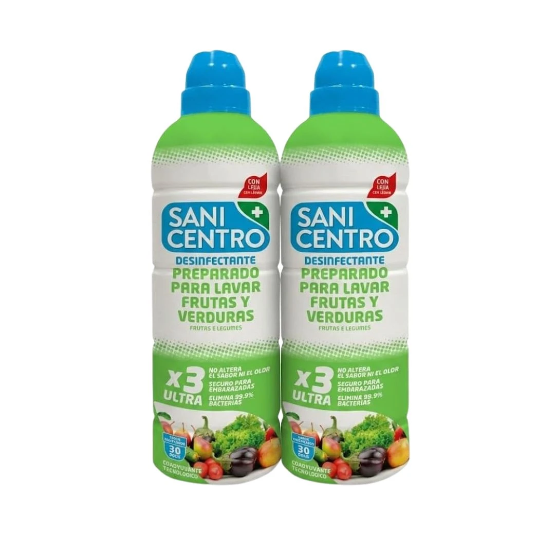 Desinfectante de Frutas y Verduras con Lejía Apta Alimentaria Pack 2 x 750 ml