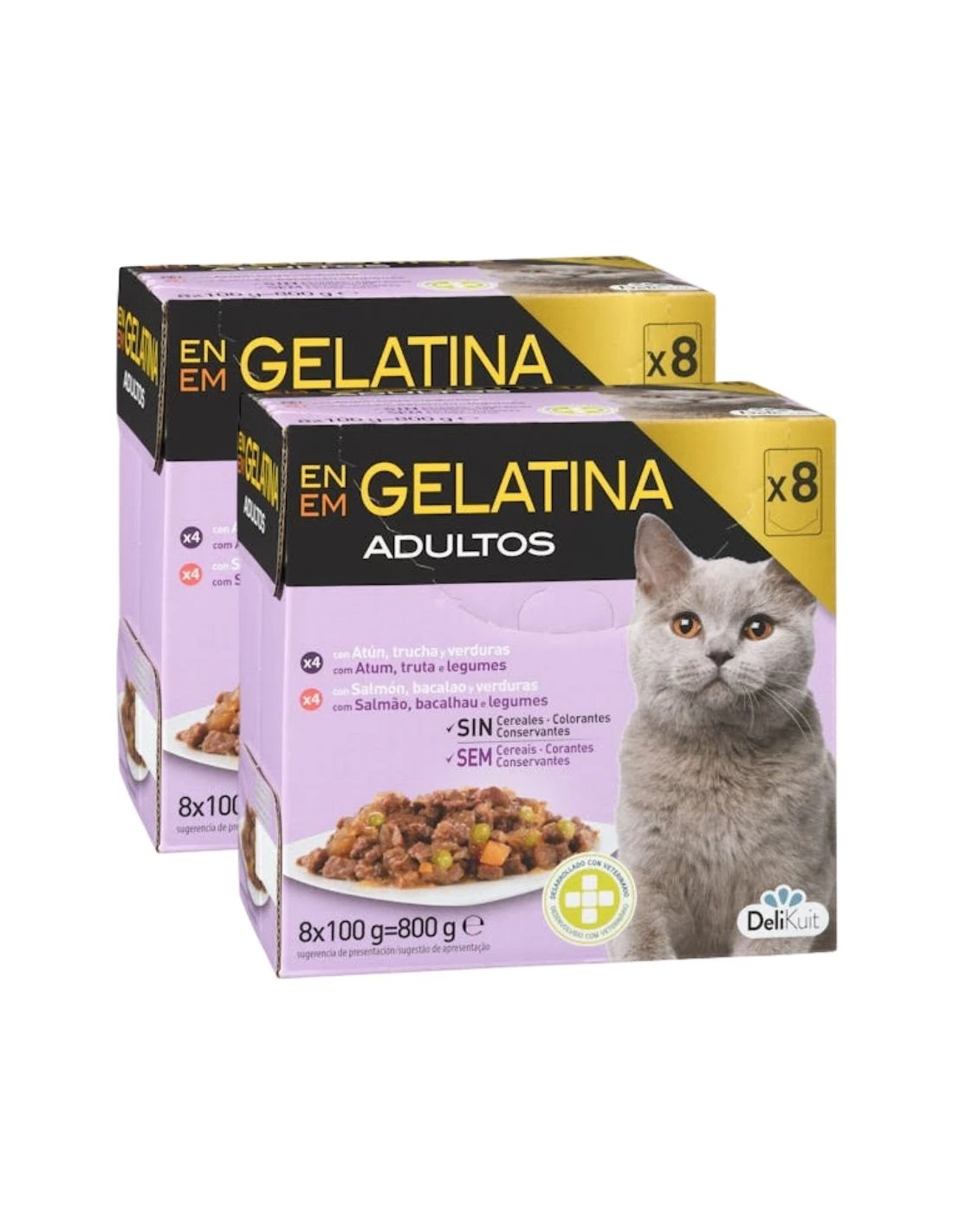 Pack 2 Cajas Selección de Pescados en Gelatina para Gatos de DeliKuit