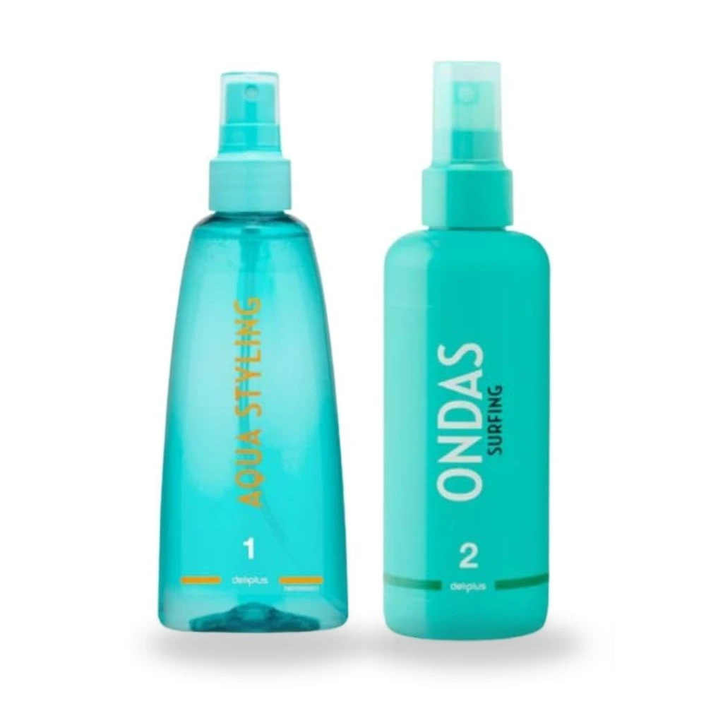 Deliplus Set Fijación Cabello Aqua Styling Spray Fijación 1 200 ml + Ondas Surfing Spray 200 ml Pack 2 Unidades