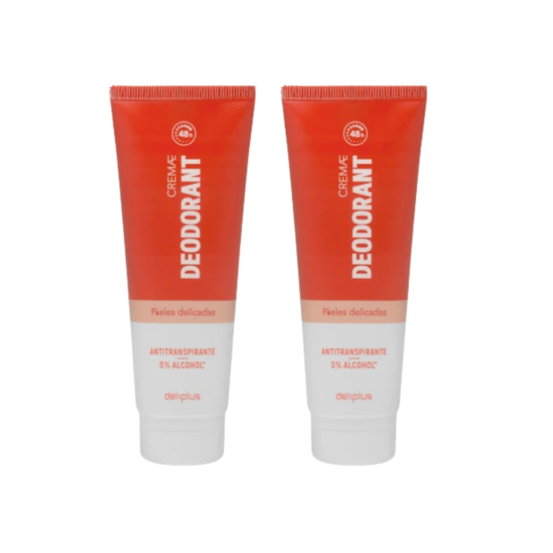 Deliplus Lote 2 Desodorantes en Crema Piel Delicada 0% Alcohol 2 x 50 ml