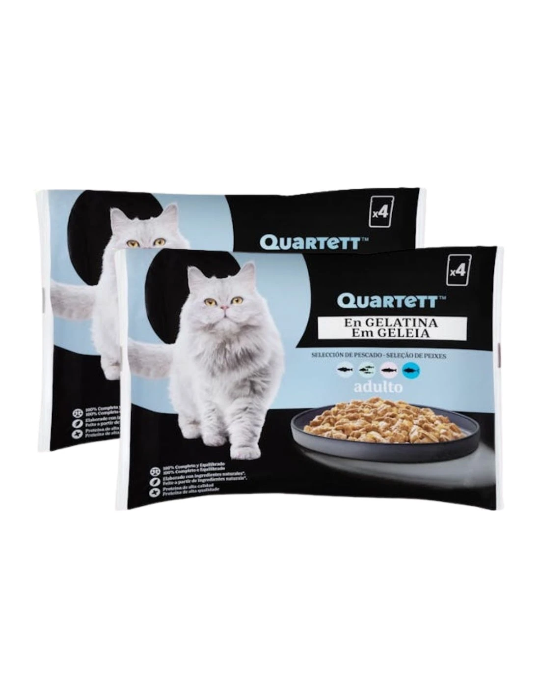 Pack 3 Selección de Pescados en Gelatina Quartett para Gatos de DeliKuit