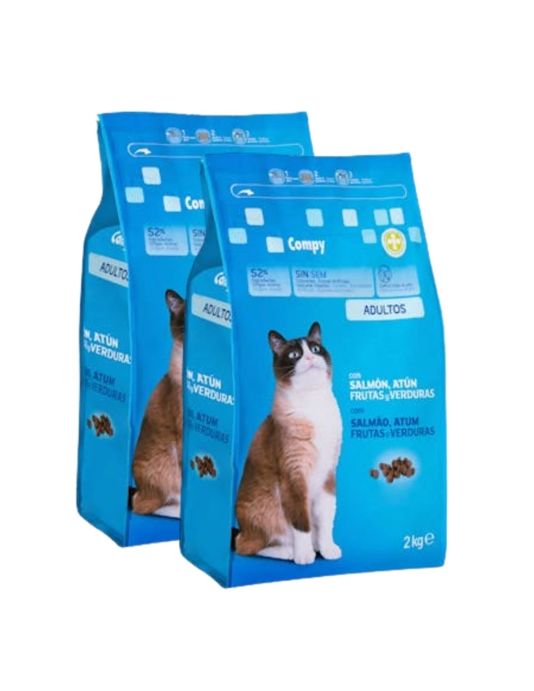Pack 2 Comida para Gatos Adultos con Salmón, Atún, Frutas y Verduras de Compy (2x2kg) 4kg