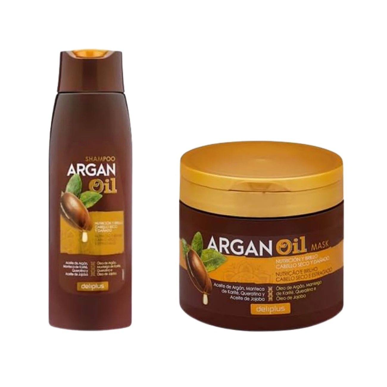 Pack DELIPLUS Argán Oil Champú 400ml + Mascarilla 400ml