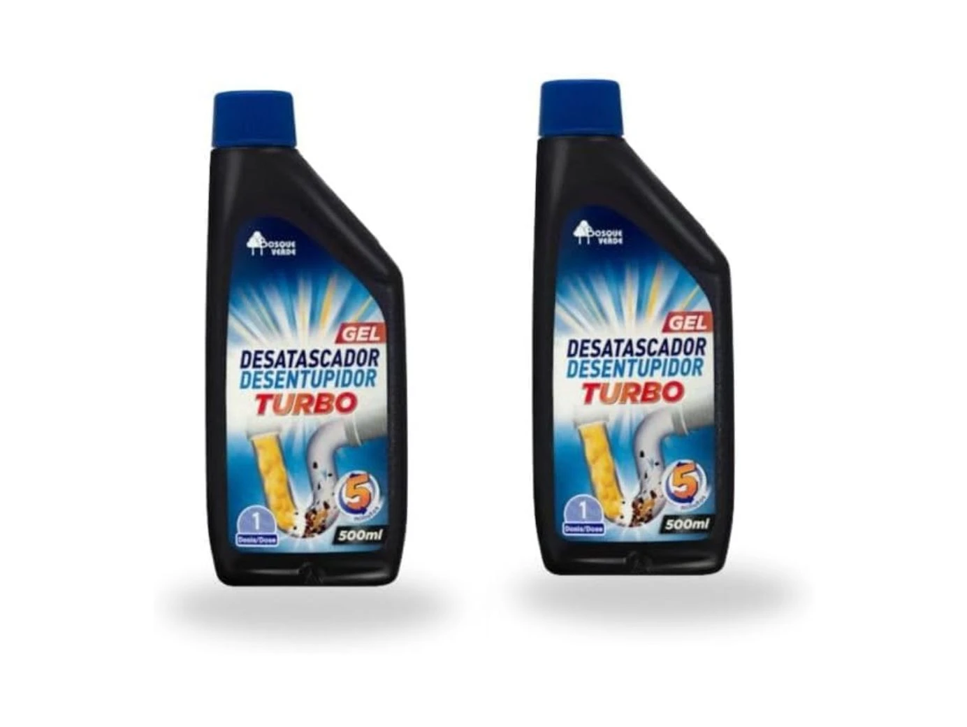Bosque Verde Desatascador Desentupidor Turbo Gel Pack 2 Botellas 500 ml
