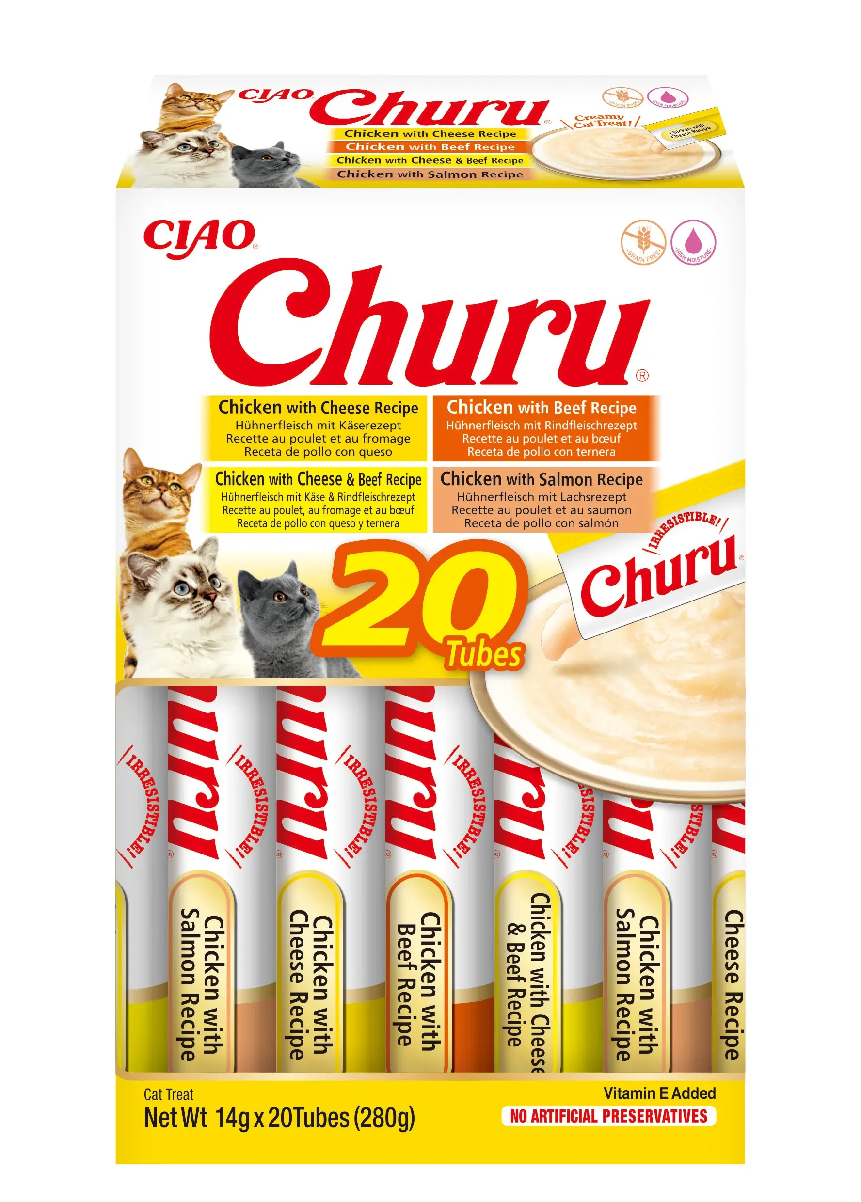 Churu Variedades de Pollo con Ternera Snack para Gatos 20 X 14GR