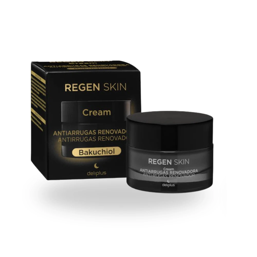 Deliplus Crema Facial de Noche Textura Rica Regen Skin Piel Normal, Seca y Muy Seca Tarro 50 ml