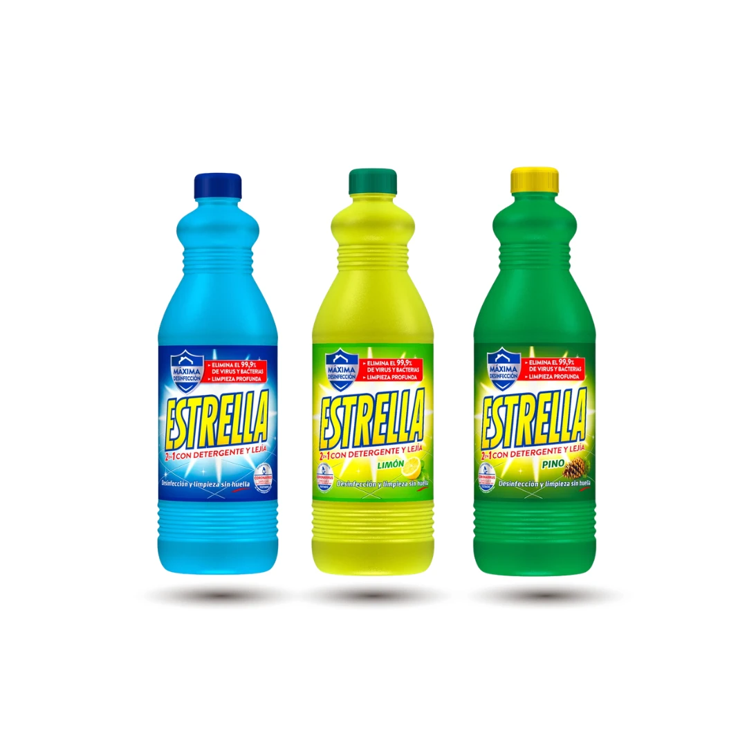 Estrella Lote 3 Lejías con Detergente Pino, Limón y Original