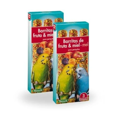 [MC-30] Barritas de Fruta y Miel para Periquitos, Pack Doble con 6 Unidades, Alimento para Aves