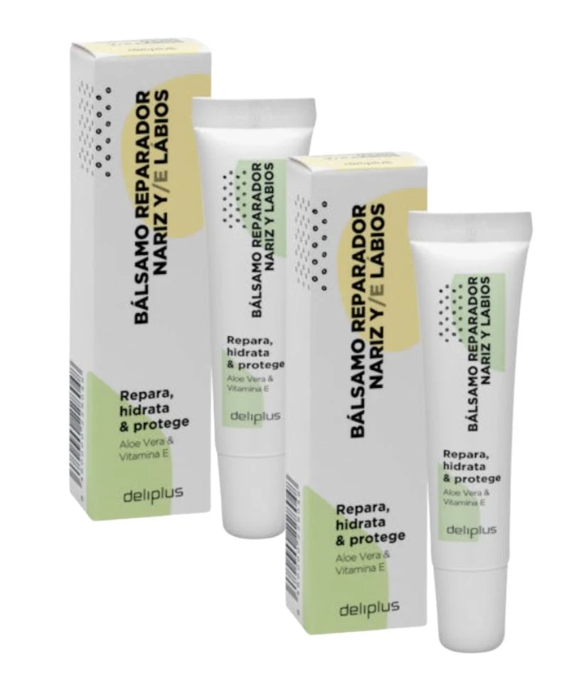 [M-C18] Deliplus Baume Réparateur Lèvres à l'Aloe Vera et Vitamine E, Pack de 2 unités
