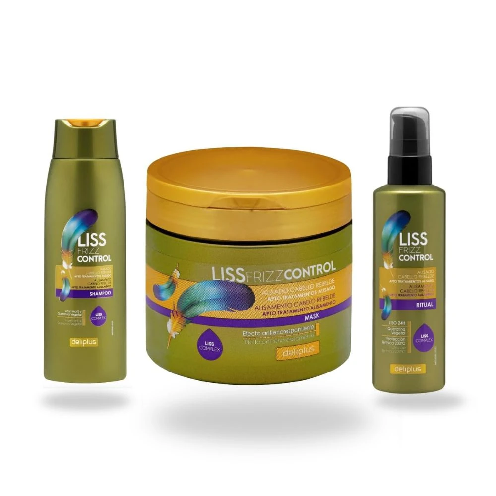 [M-C11] Deliplus Pack Liss Frizz Control Champú 400 ml + Mascarilla 400 ml + Hidrocrema 200 ml