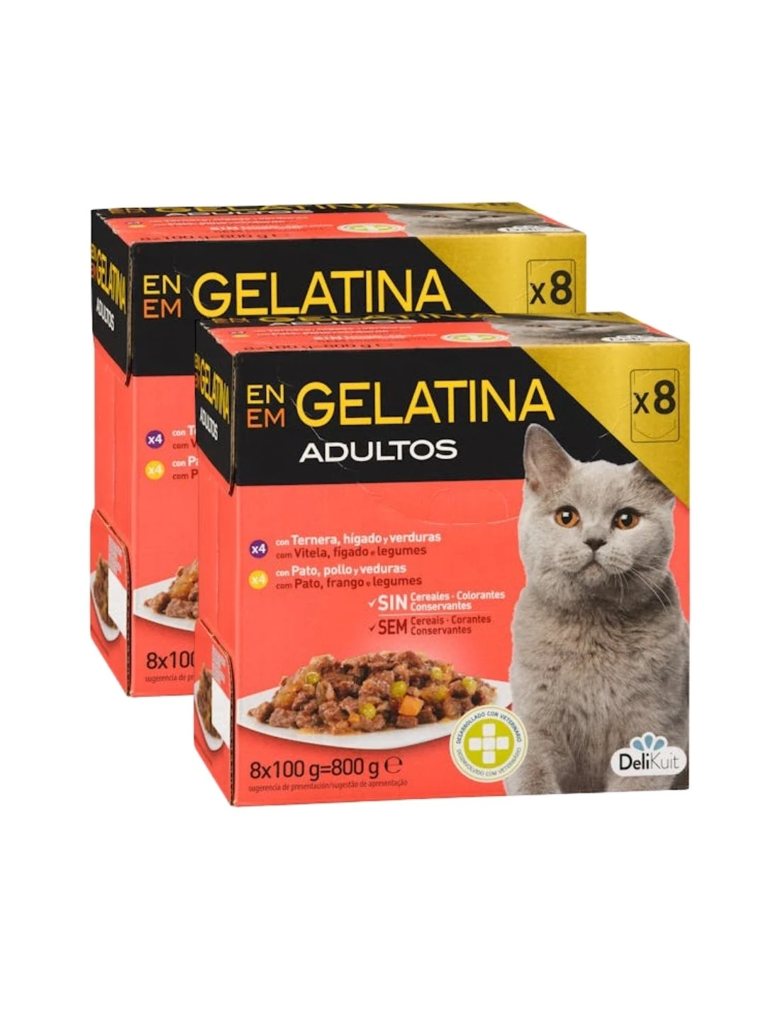 [MCD-70704] Pack 2 Cajas Selección de Carnes en Gelatina para Gatos de DeliKuit