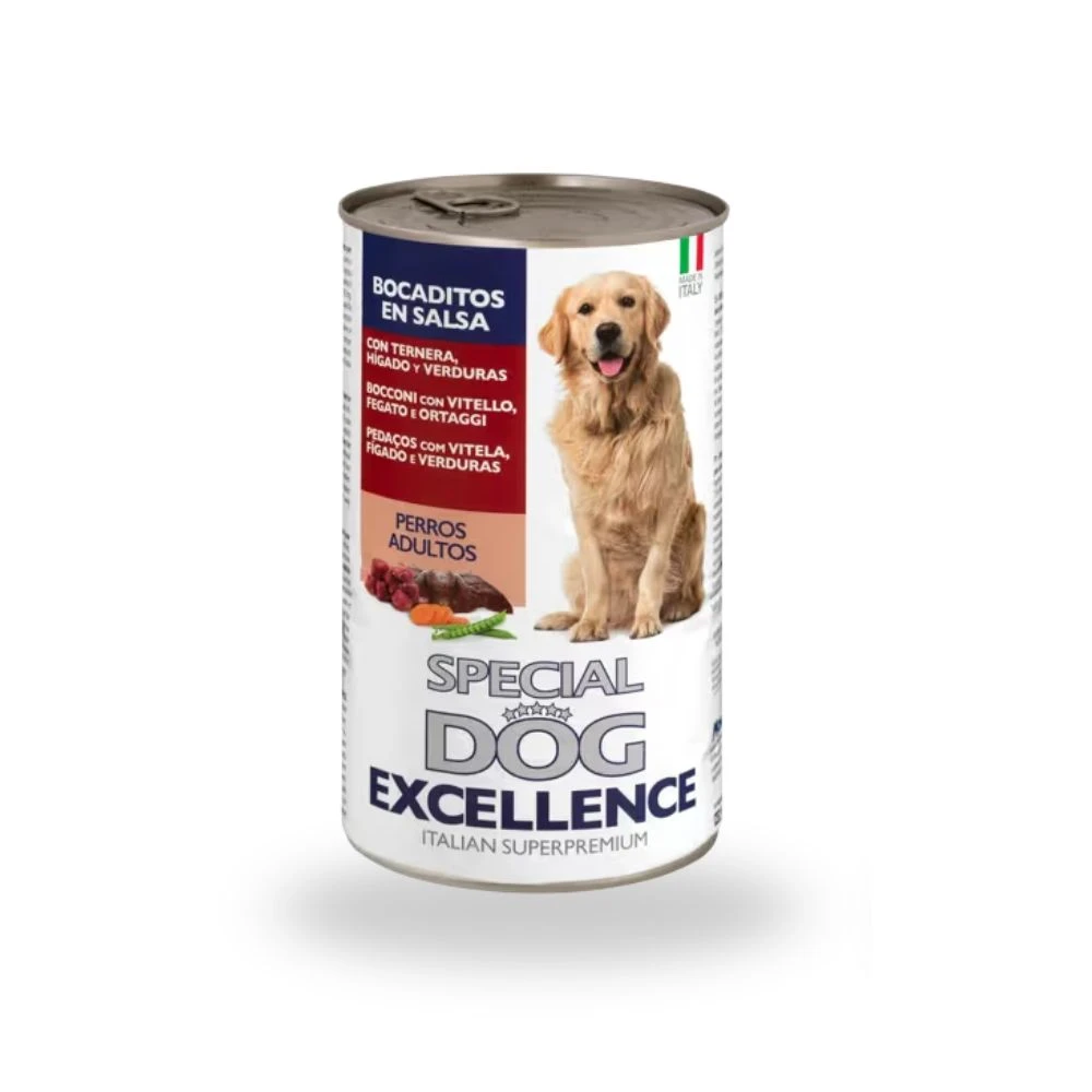 [MCD-L2] SPECIAL DOG Excellence Bites in Sauce for Adult Dogs with Beef, Liver and Vegetables, 1.23 kg Jar x 6