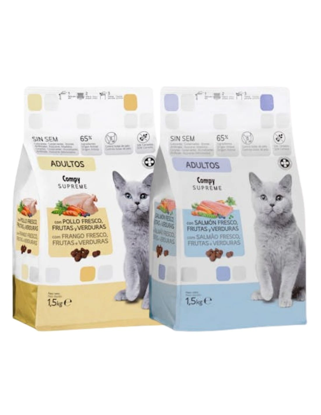 [MCD-13714-13715] Pack 2 Combinado Comida para Gatos Supreme Pollo y Salmón de Compy (2x1,5kg) 3kg