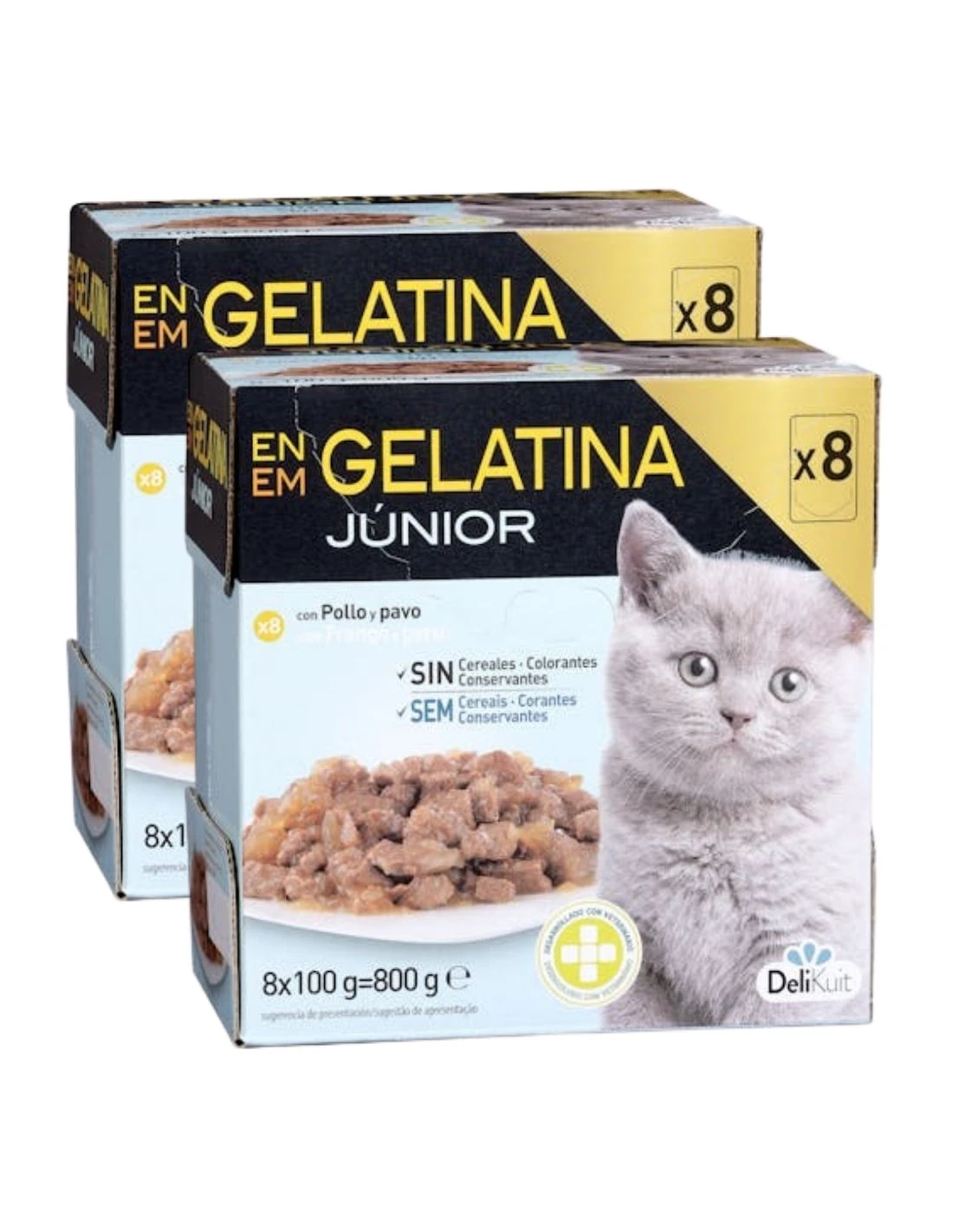 [MCD-22007] Pack 3 Cajas Bocaditos en Gelatina con Pollo y Pavo para Gatitos Junior de DeliKuit