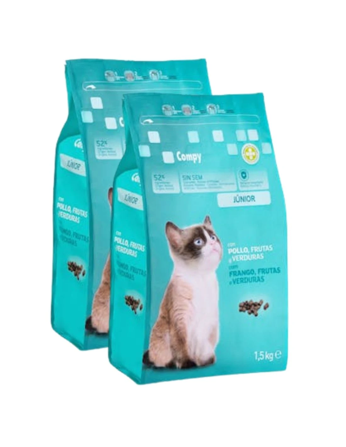 [MCD-15640X2] Pack 2 Comida para Gatitos Junior con Pollo, Frutas y Verduras de Compy (2x1,5kg) 3kg