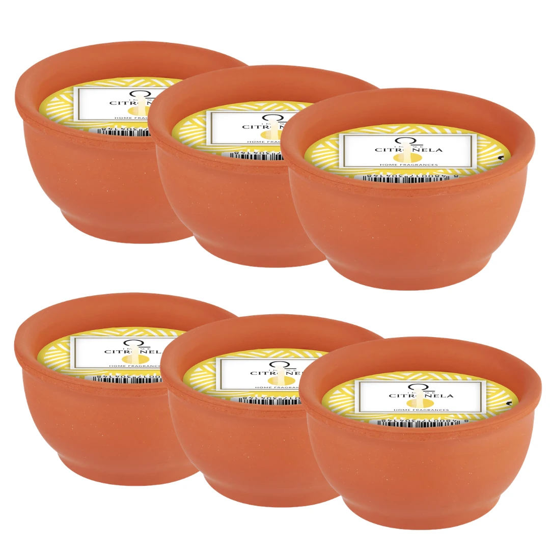 [DIA32741] Lote de 6 Imaqe Vela de Citronela con Tarro de Barro, 70 gr