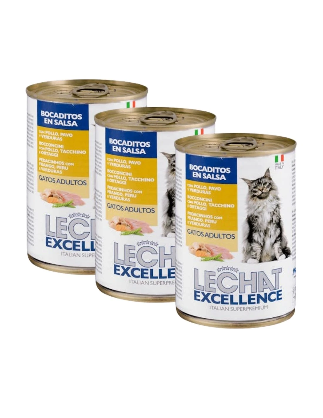 [MCD-52710] Pack 3 Bocaditos en Salsa con Pollo, Pavo y Verduras para Gatos Adultos de LeChat Excellence