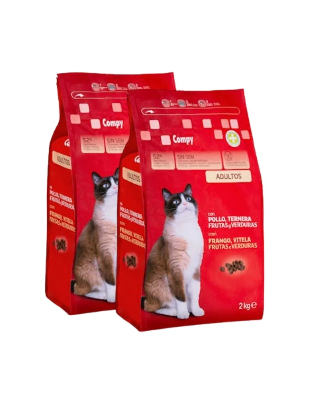 [MCD-15986x2] Pack 2 Comida para Gatos Adultos con Pollo, Ternera, Frutas y Verduras de Compy (2x2kg) 4kg