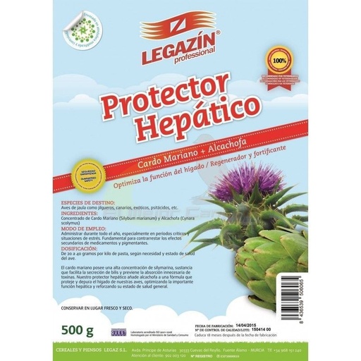 [26041802] Protector hepático LEGAZIN polvo, para todo tipo de aves, 500 gr