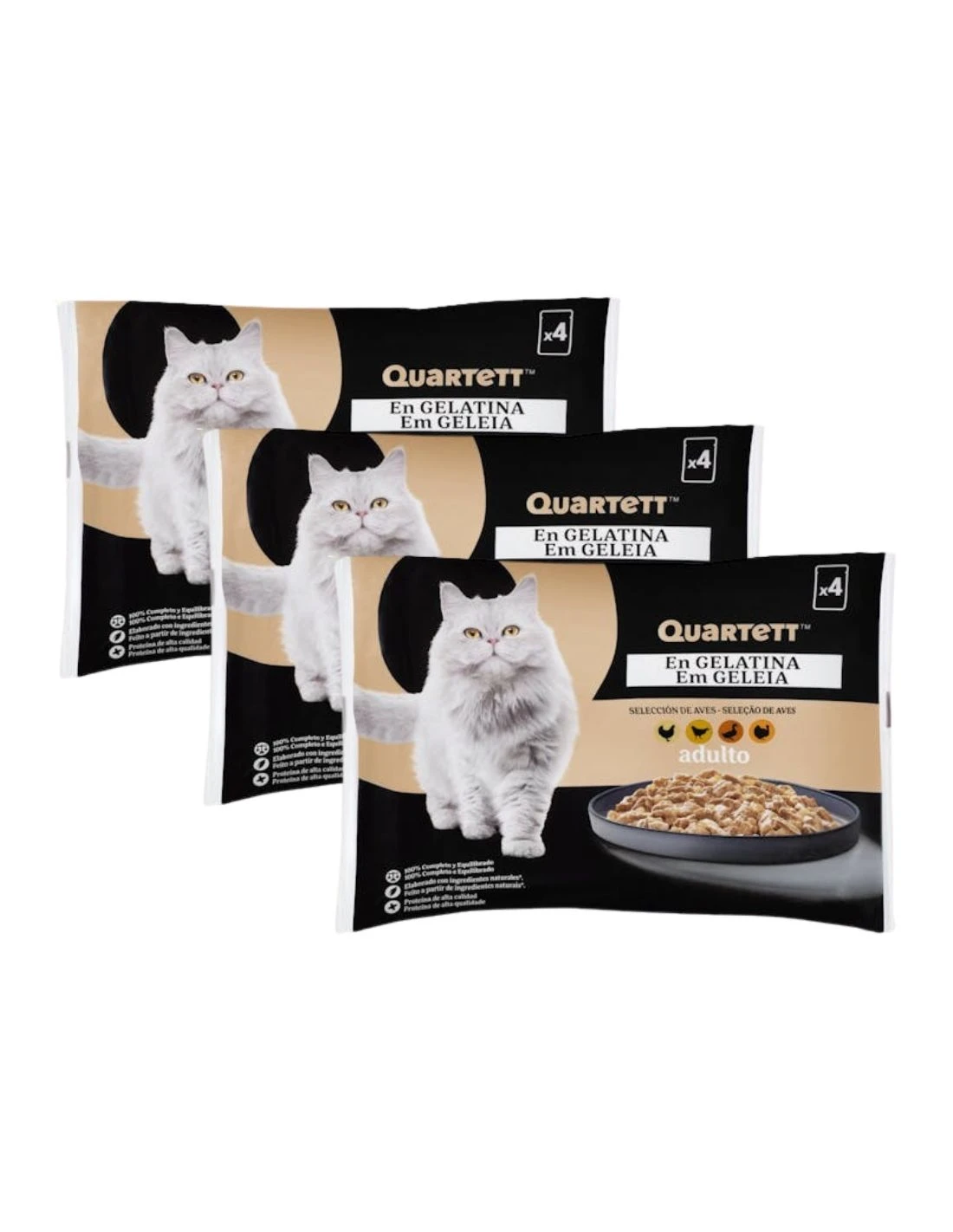 [MCD-35266] Pack 3 Selección de Aves en Gelatina Quartett para Gatos de DeliKuit