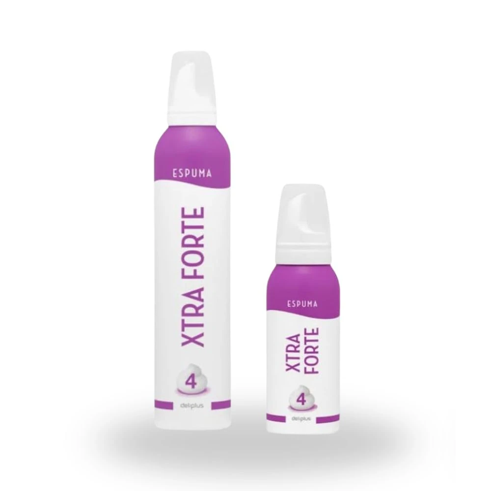[MCD-7] Deliplus Espuma Cabello Xtra Forte Fijación 4 – Lote Viaje 100 ml + 300 ml