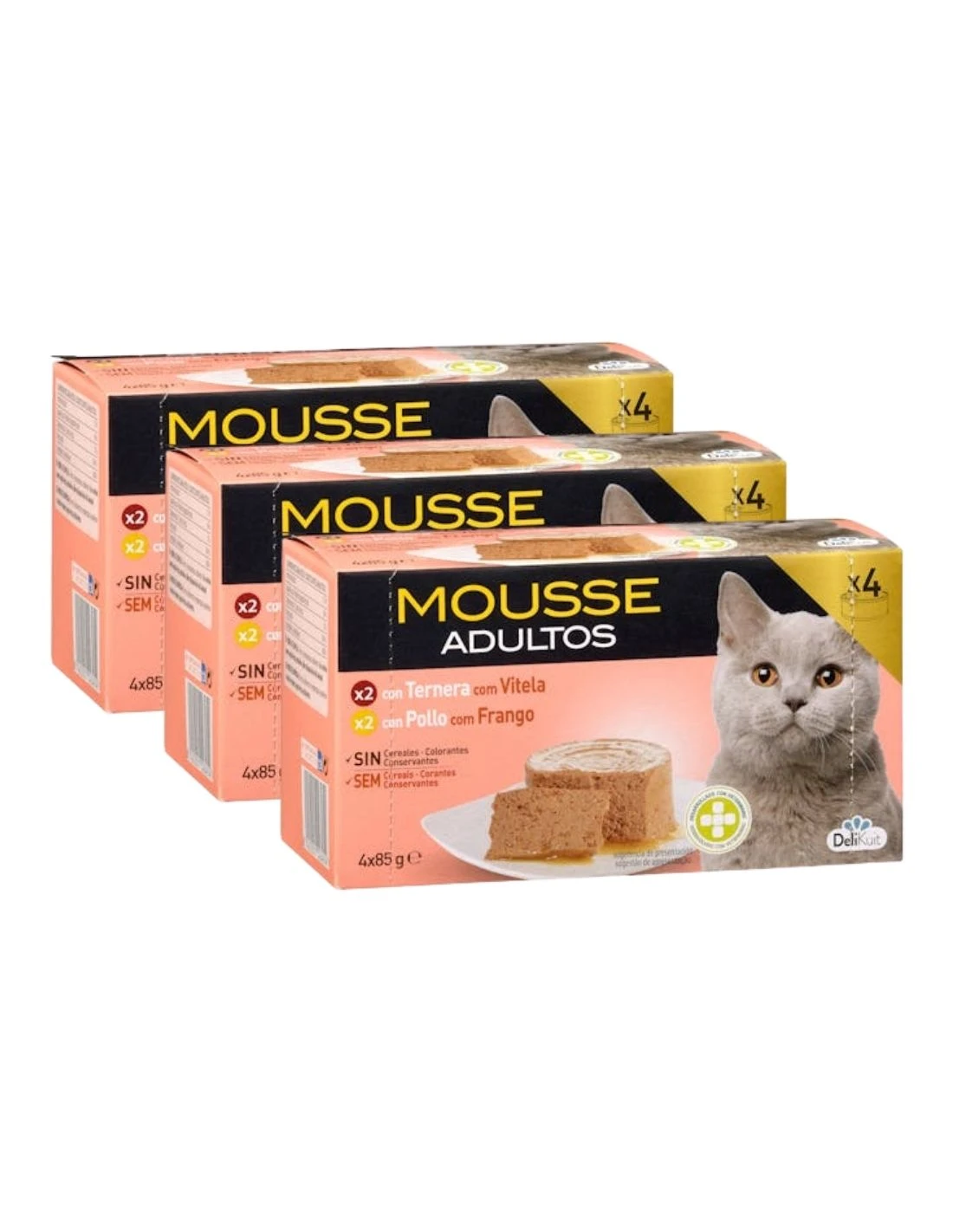 [MCD-15984] Pack 3 Cajas Mousse de Ternera y Pollo para Gatos Adultos de DeliKuit
