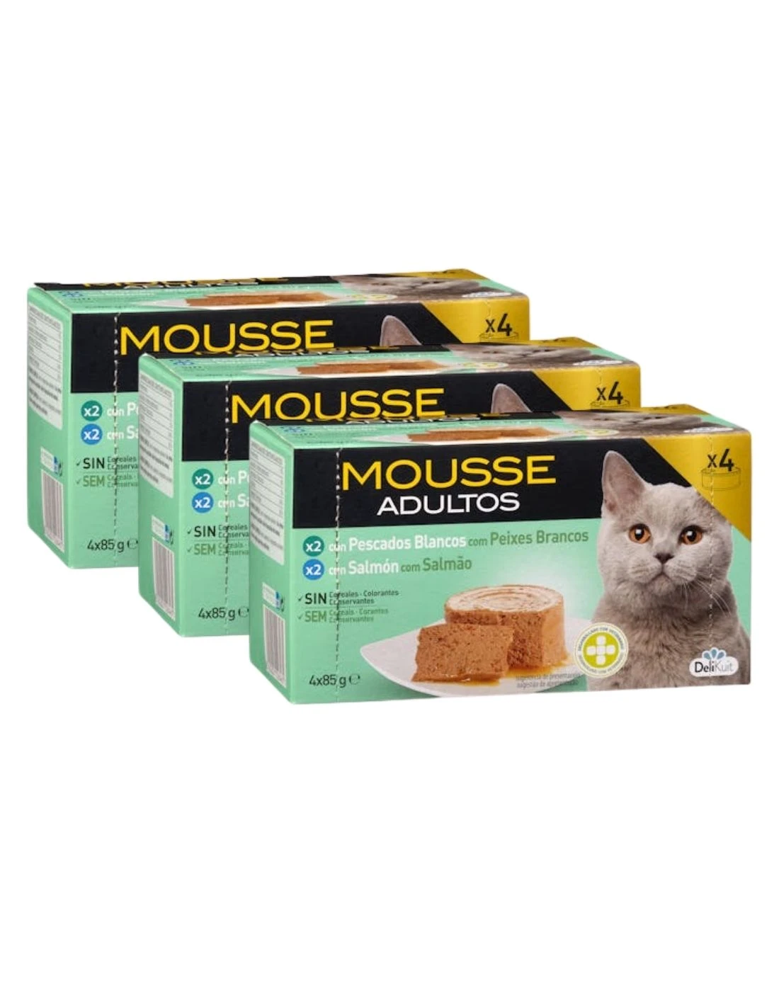[MCD-15985] Pack 3 Cajas Mousse de Pescados Blancos y Salmón para Gatos de DeliKuit