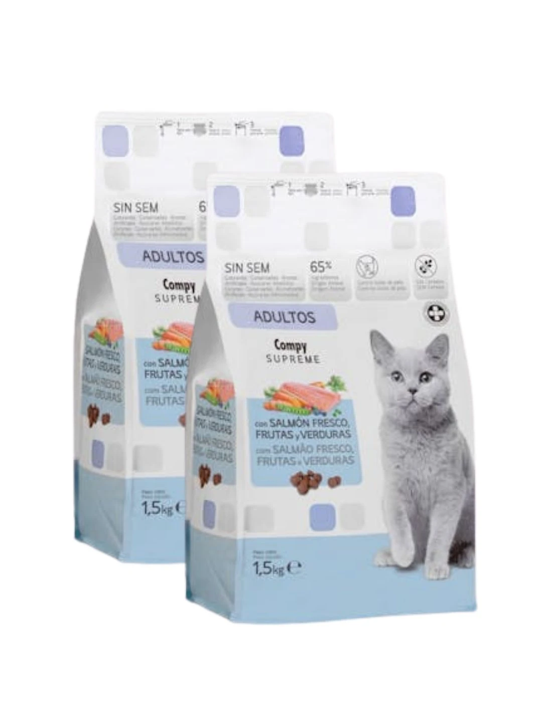 [MCD-13715x2] Pack 2 Comida para Gatos Adultos Supreme con Salmón, Frutas y Verduras de Compy (2x1,5kg) 3kg