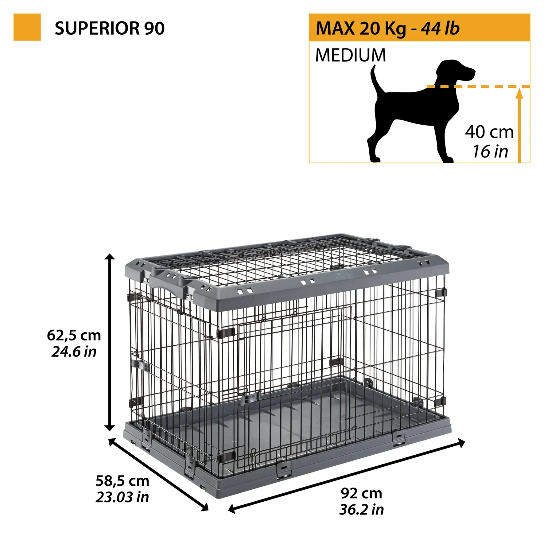 [F73188101] Ferplast Jaula Superior 90 Transportín para Perros