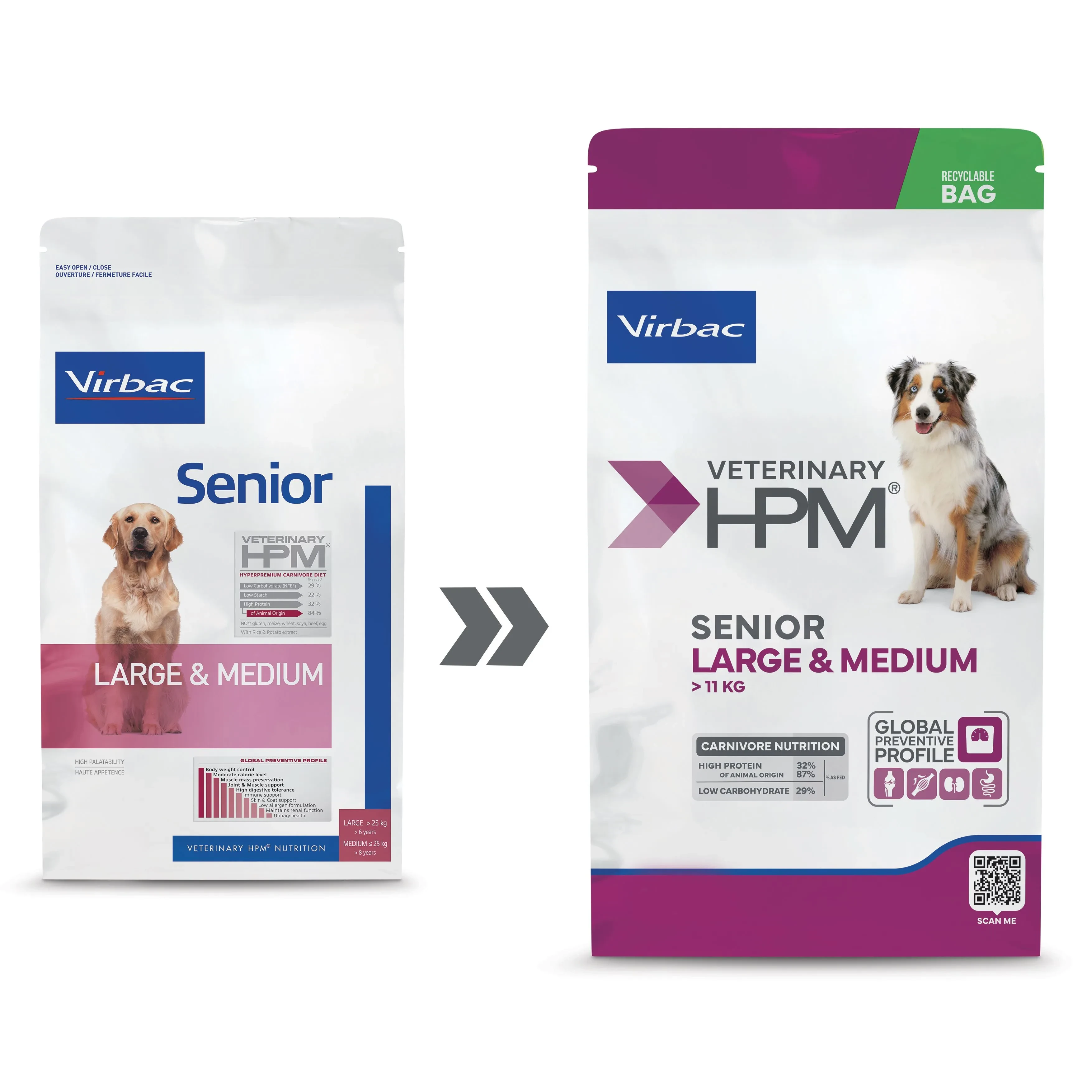 [AD363036] Virbac Veterinary HPM Senior Large & Medium 12 Kg Pienso para Perros