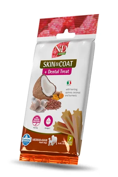 [KND0011005] Farmina Treat ND Quinoa Skin Coat Arenque Med/m 15x110 Gr Snack para Perros